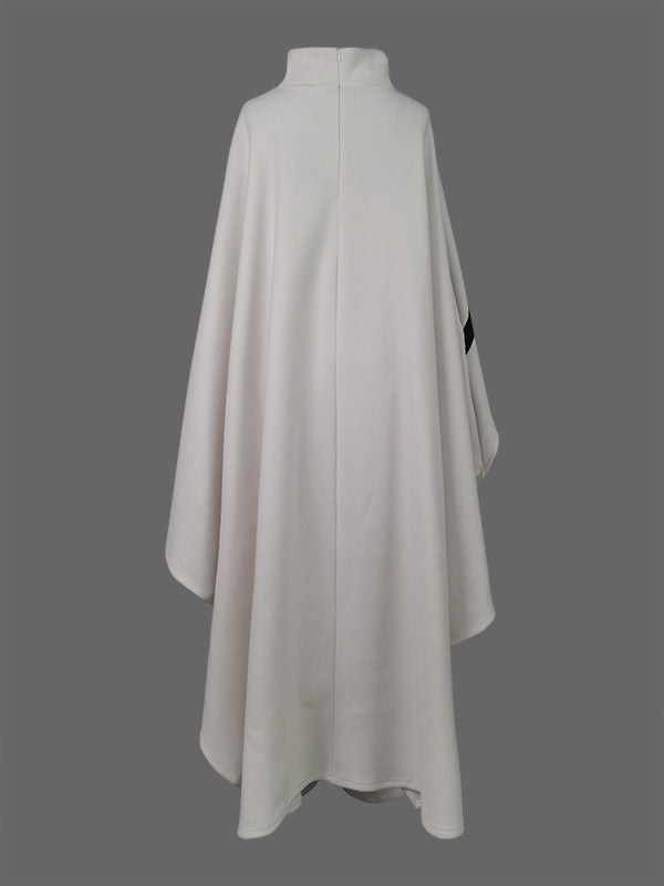 High-Low Loose Striped High Neck Cape