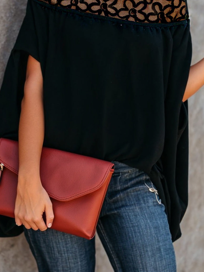 T-shirts à col montant, brodés, transparents et de couleur unie