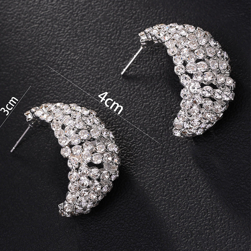 Rhinestone Tear Drop Hoop Earrings