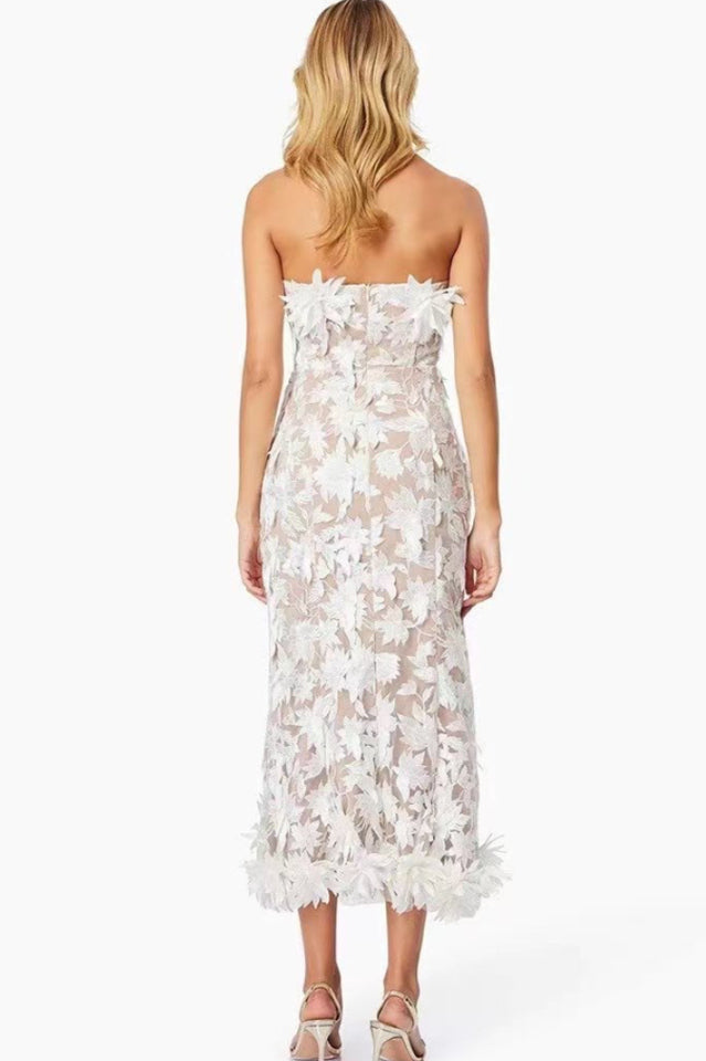 Gloria Floral Embroidery Strapless Maxi Dress