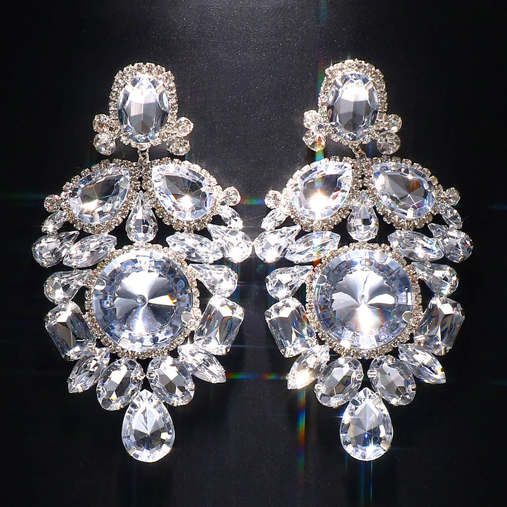 Geometric Rhinestone Dangle Earrings