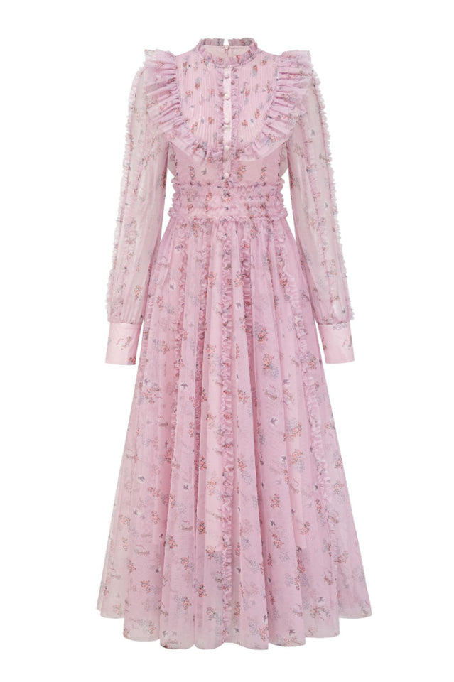 Beryl Floral Long Sleeve Dress Pink