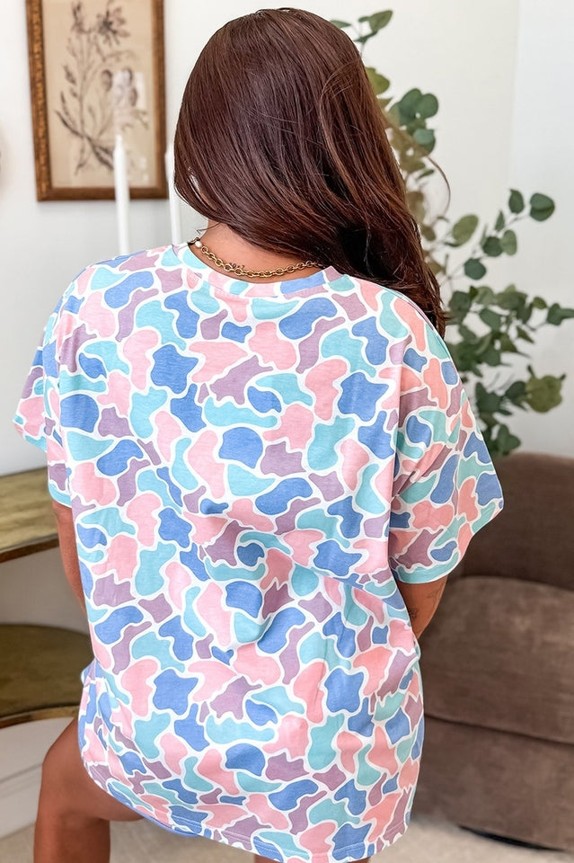 Pastel Camo Print Oversized T-Shirt