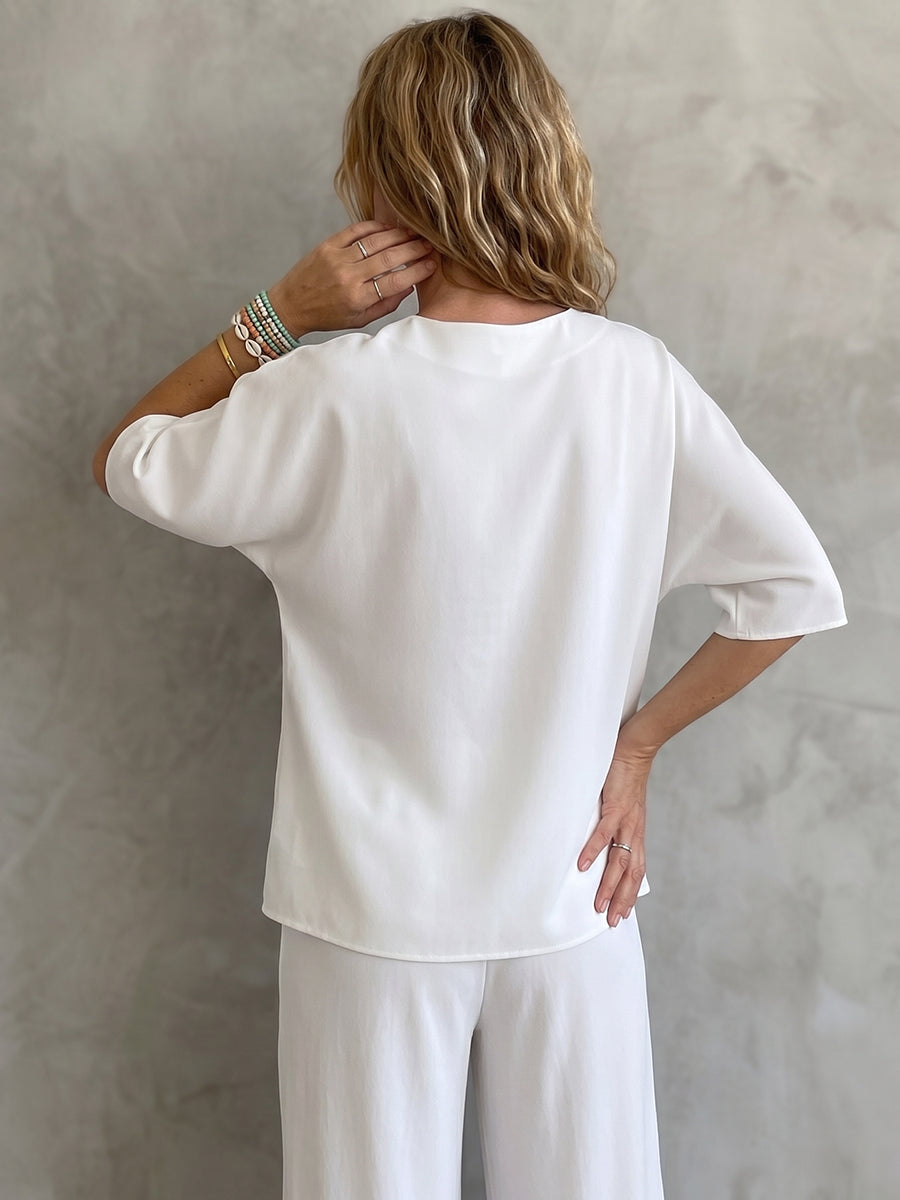 Half Sleeves Loose Flower Print Round-Neck T-Shirts Tops