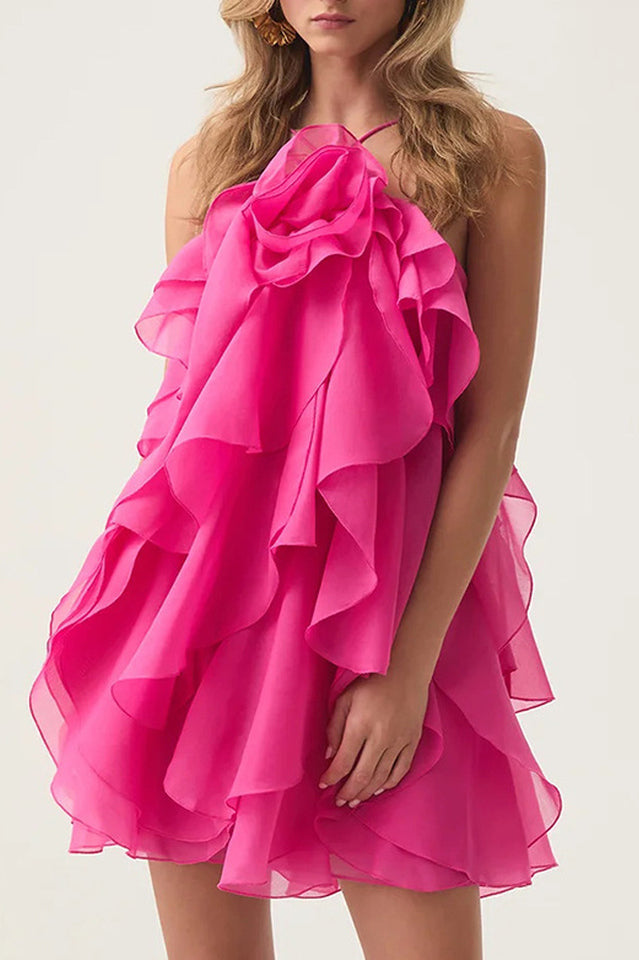 Pandorea Layered Mini Dress Hot Pink