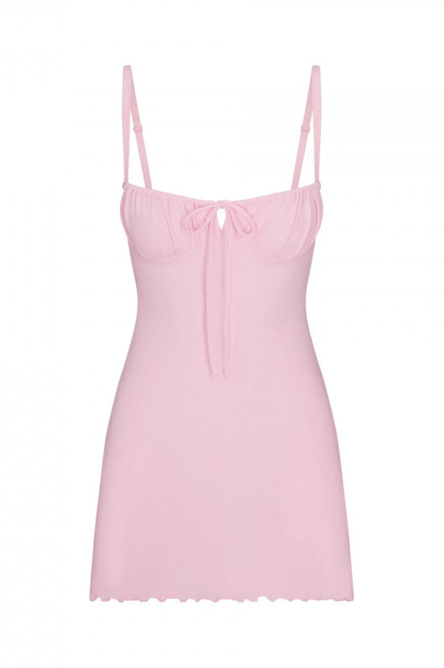 SKIMS Logo Pointelle Mini Dress