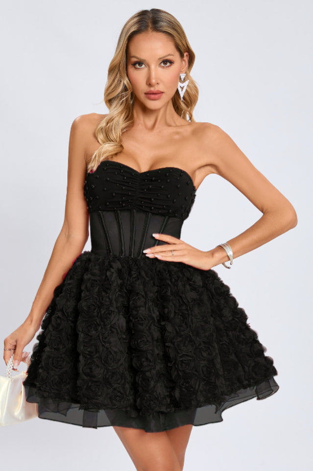 Strapless Corset Floral A Line Dress