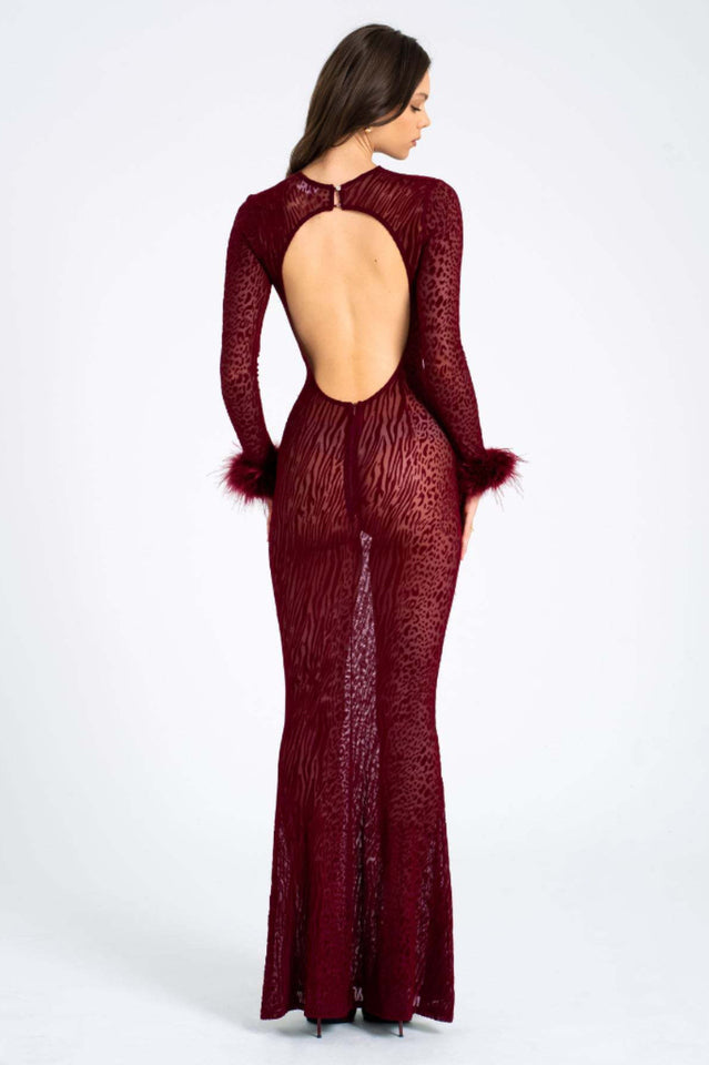 Patricia Leopard Burnout Velvet Backless Dress
