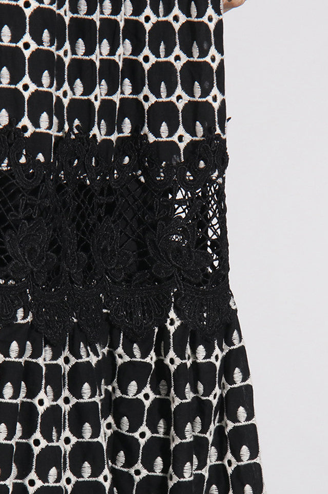 Lace Embroidery Cocktail Midi Dress