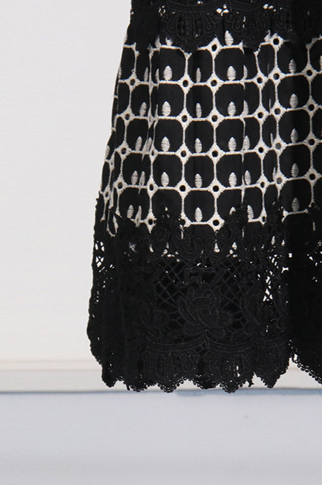 Lace Embroidery Cocktail Midi Dress