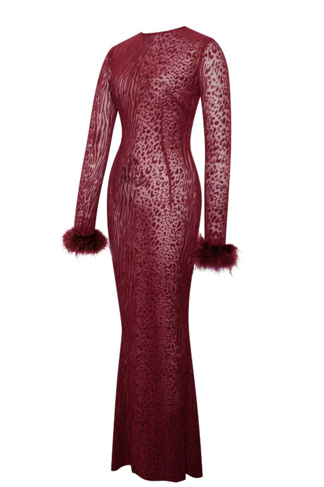 Patricia Leopard Burnout Velvet Backless Dress