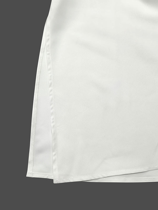 A-Line Flared Sleeves Floral Printed Split-Joint Split-Side Lapel Collar Maxi Dresses Shirt Dress