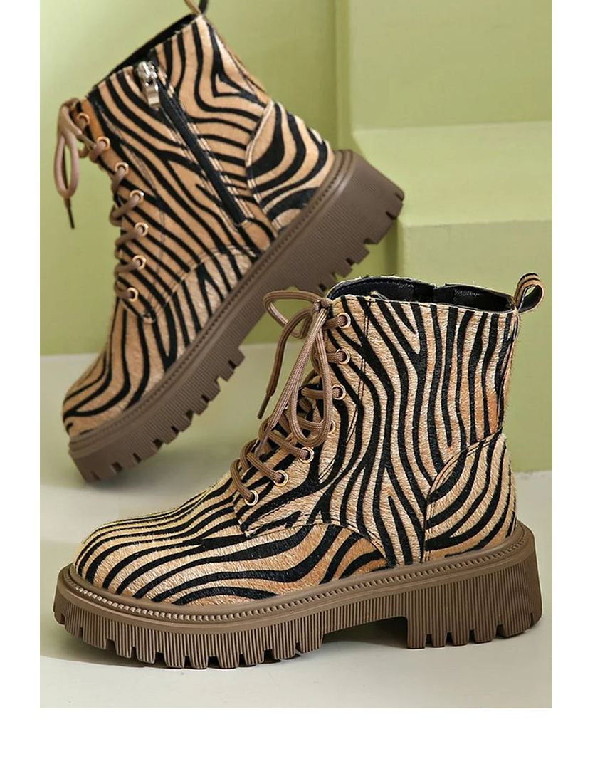 Jemima™ | Zebra Lace-Up Boots