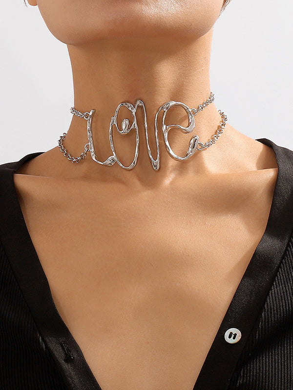 Chains Geometric Hollow Necklaces Accessories SILVER One_size