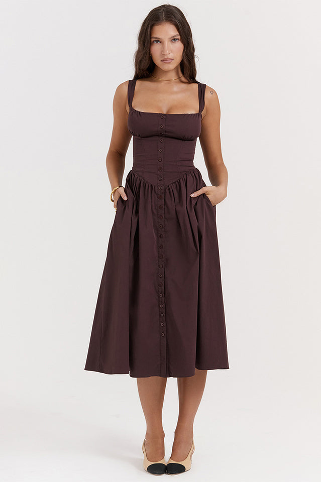 Rich Brown Midi Sundress Rich Brown
