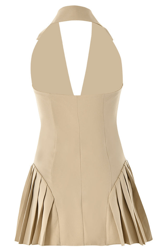 Reyna Backless Pleated Mini Dress
