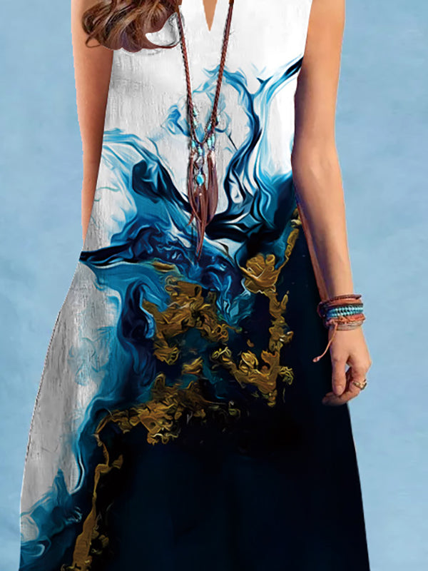 Lockere, bedruckte Minikleider mit V-Ausschnitt in Übergröße