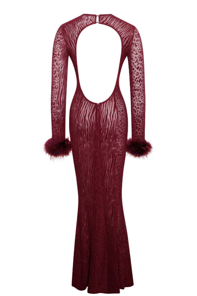 Patricia Leopard Burnout Velvet Backless Dress