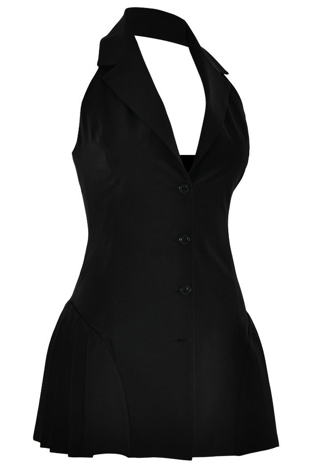 Reyna Backless Pleated Mini Dress