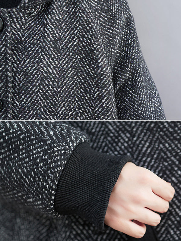 Original Creation Long Sleeves Loose Keep Warm Hooded Outerwear