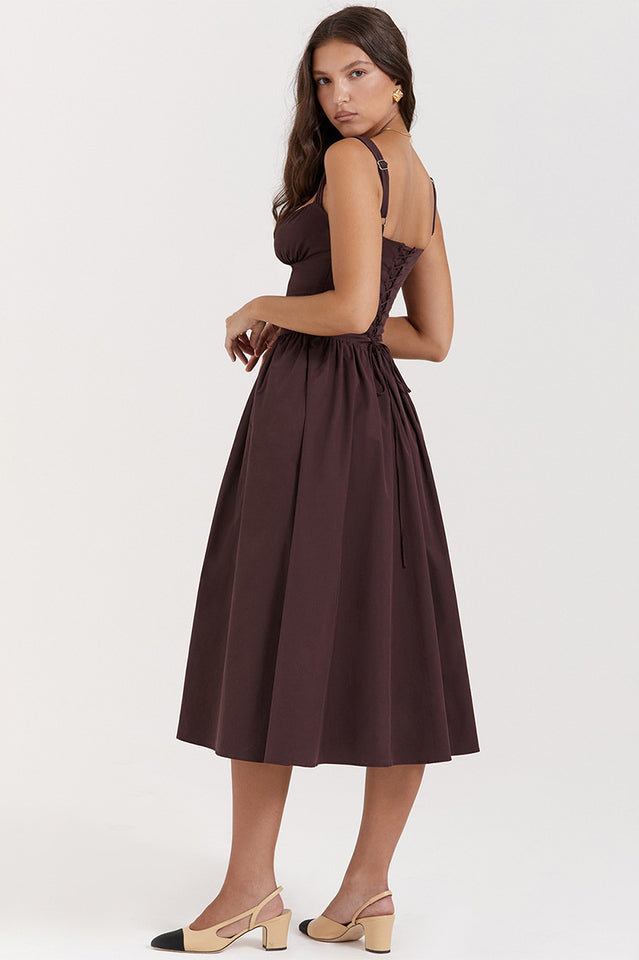 Rich Brown Midi Sundress