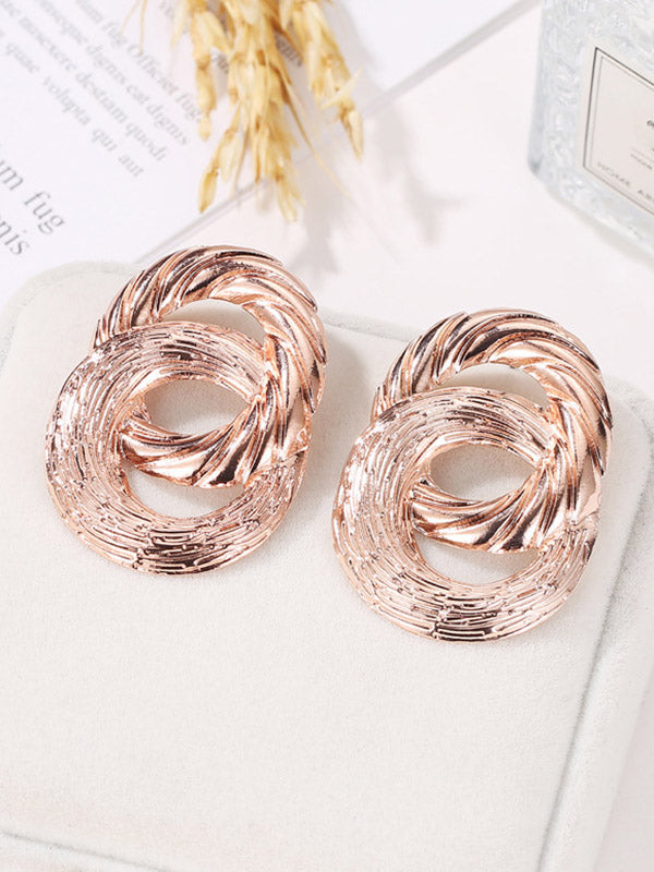 Geometric Hollow Solid Color Drop Earrings ROSE GOLD One_size