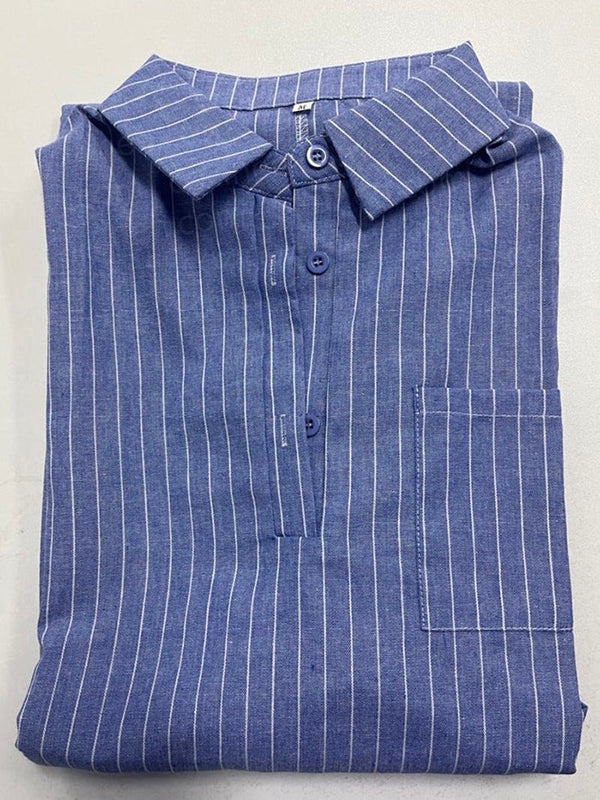 Langärmlige Maxikleider mit gestreiftem Revers