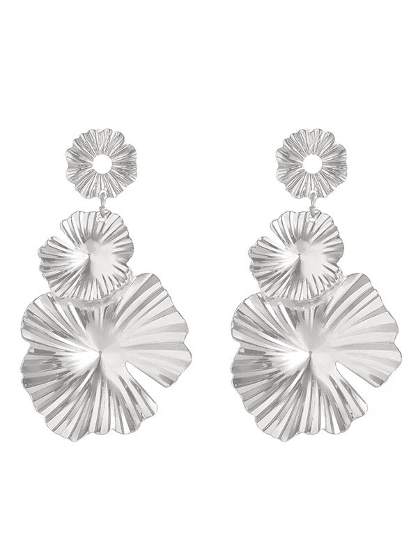Flower Shape Solid Color Drop Earrings SILVER One_size