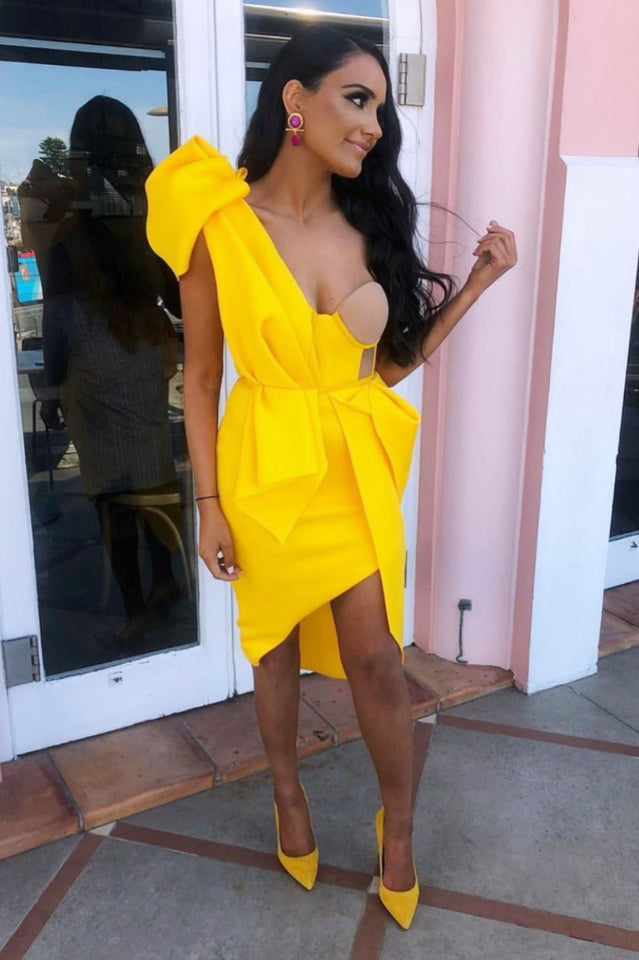 Camryn Bandage Dress Yellow