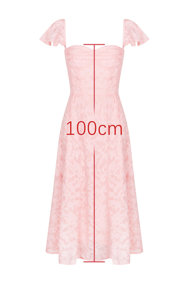 Emma Pink Floral Jacquard Midi Dress
