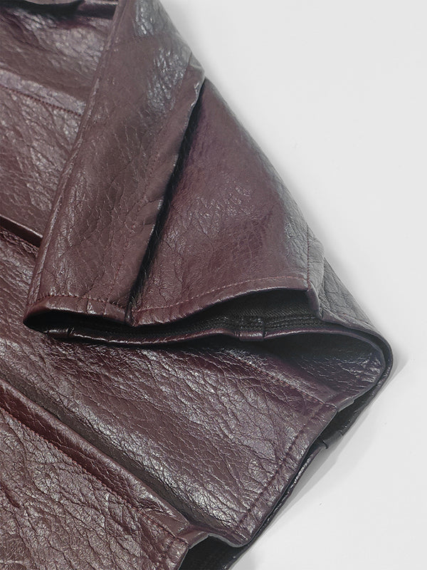 Loose Elastics Pleated Solid Color Zipper Skirts Bottoms