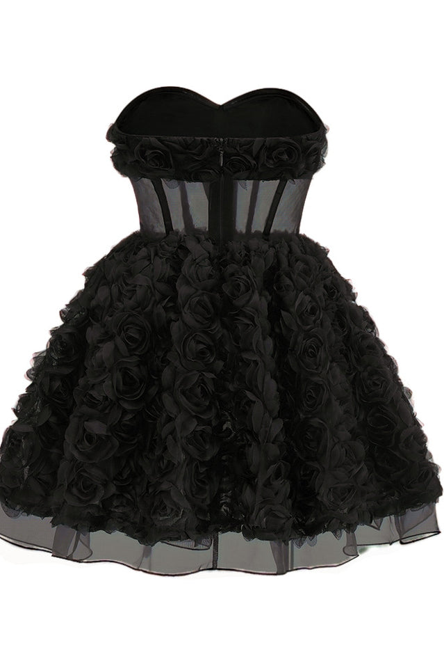 Strapless Corset Floral A Line Dress