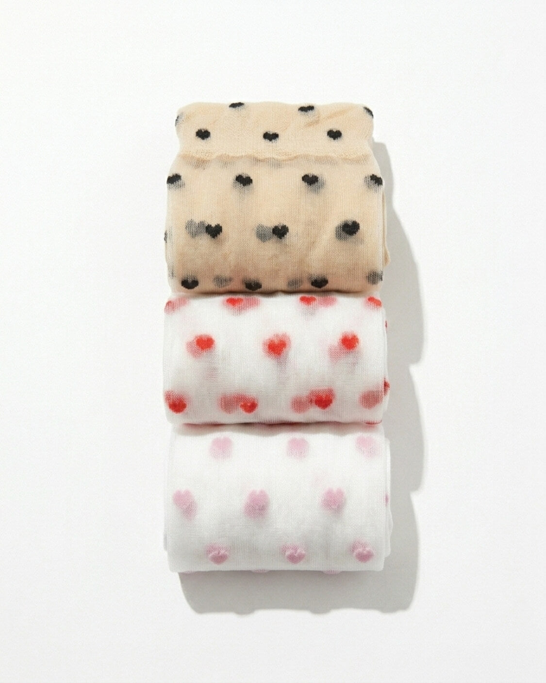 3-Pack Blushing Hearts Sheer Socks