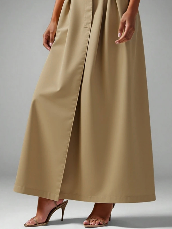 A-Line Loose No Belt Solid Color Zipper Skirts Bottoms
