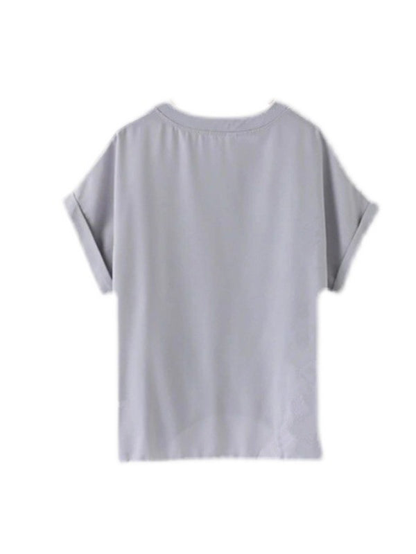 Fledermausärmel, lockere, plissierte, einfarbige Blusen und Hemden mit geteiltem Rundhalsausschnitt