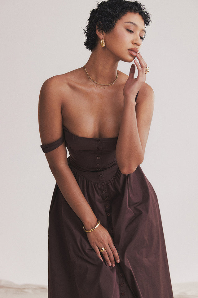Rich Brown Midi Sundress