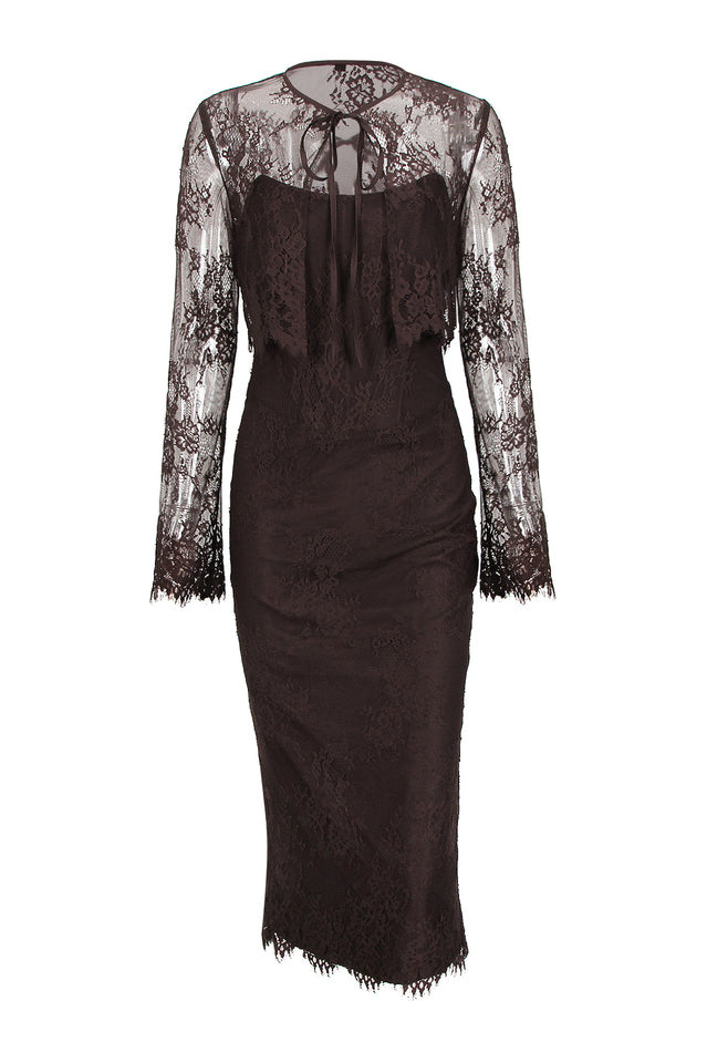 Larra Chocolate Lace Bra with Waistcoat