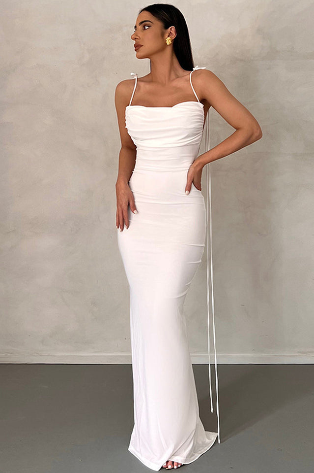 Jiani Slip Backless Gown White