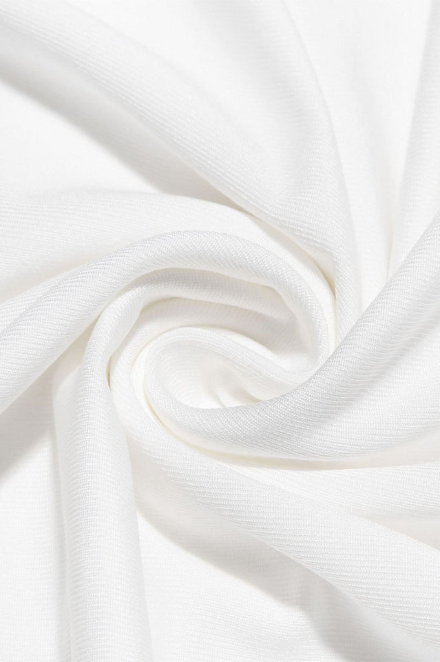Halter Neck Pleated Hollow White Dress