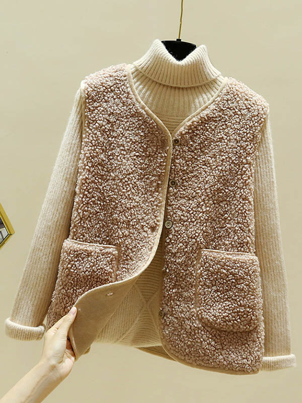 Gilet ample et chaud en laine d'agneau