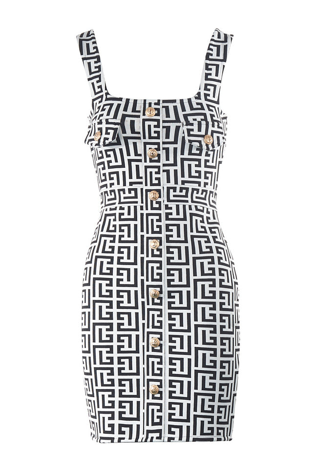Jacquard Bandage Mini Dress Black