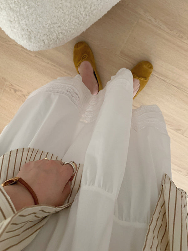 A-Line High Waisted Hollow Solid Color Split-Joint Skirts