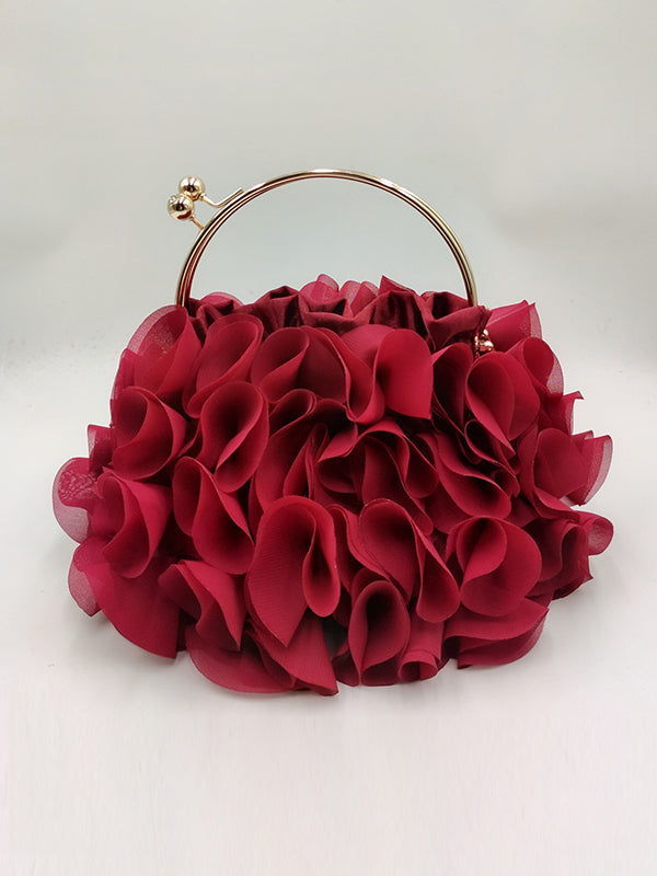 Three-Dimensional Flower Handbags BURGUNDY One_size