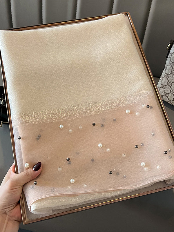 Sun-Protection Beaded See-Through Shawl&Scarf