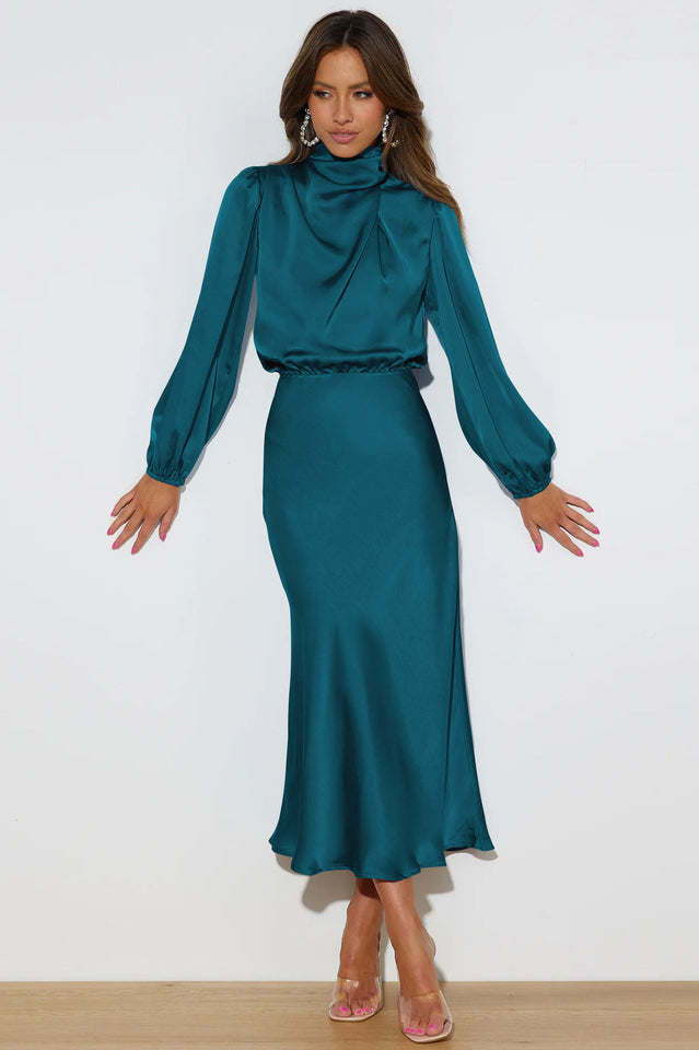 From The Source High Neck Bridal Dress Teal