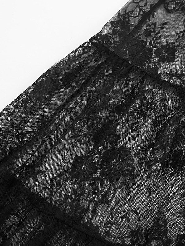 A-Line High Waisted Gauze Pleated See-Through Split-Joint Skirts