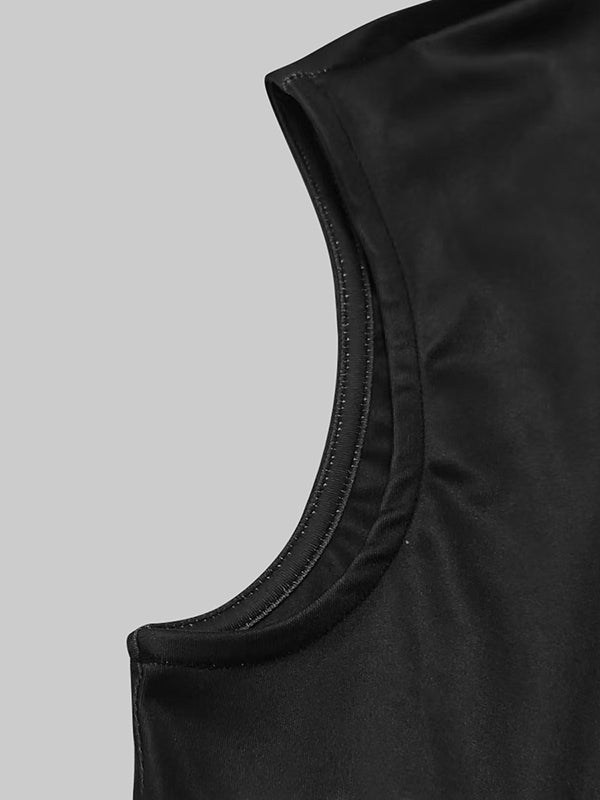 Loose Sleeveless Colorful Hollow Shawl Collar Maxi Dresses