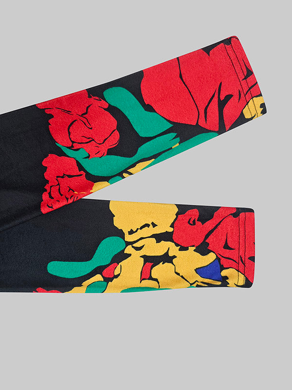 Robes longues à col montant et imprimé floral multicolore