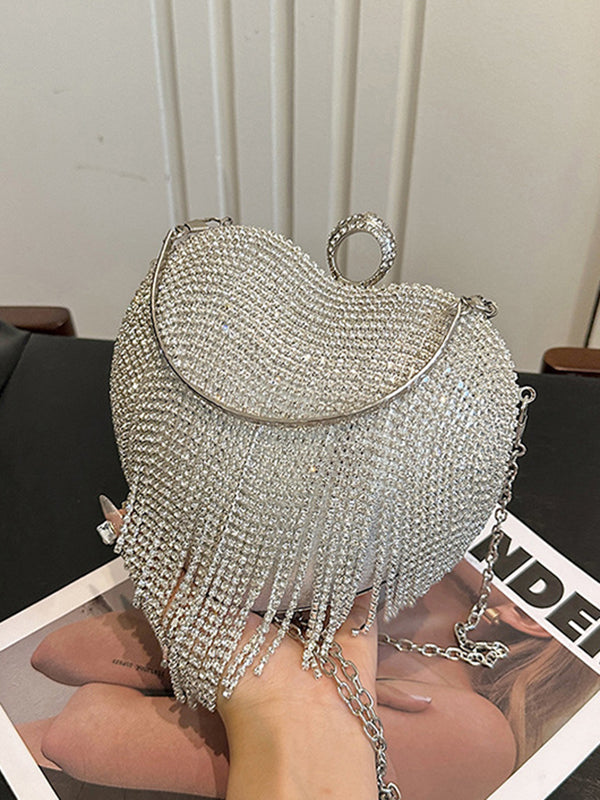 Heart Shape Shiny Tasseled Evening Bags & Clutches