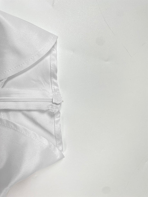 Halbarm, lockere Elastizität, bedruckt, geteilter Front, Stehkragen, Maxikleider